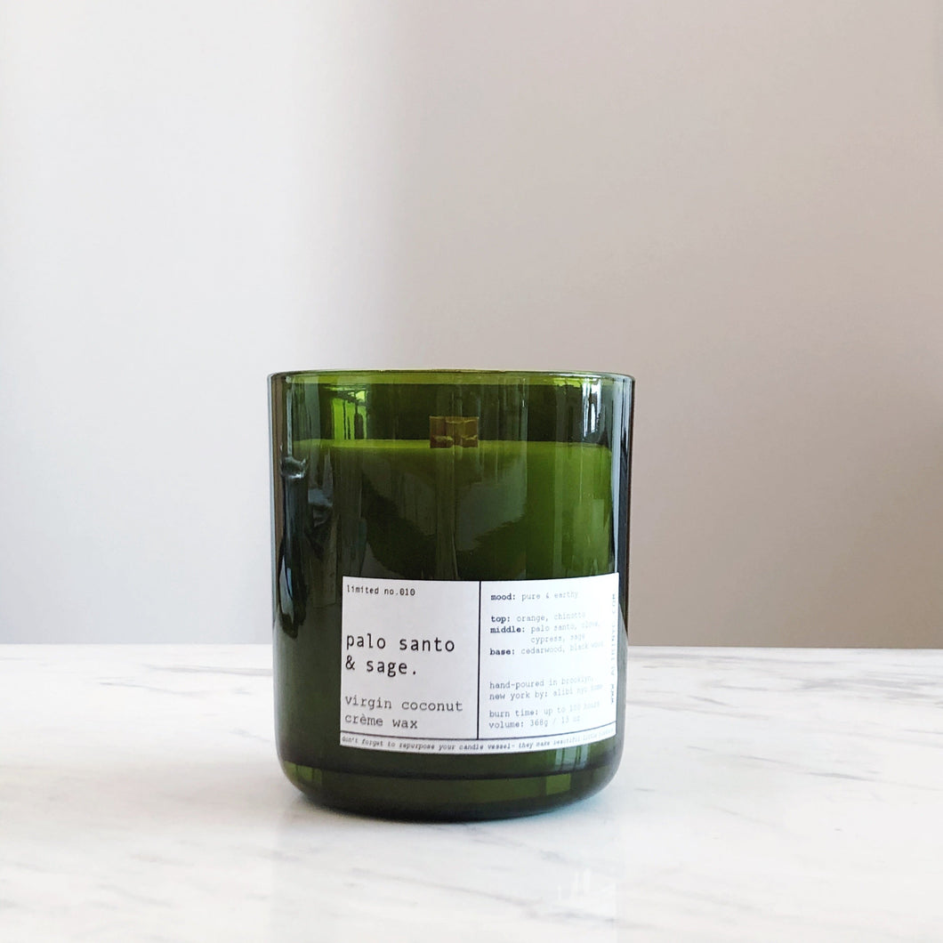 PALO SANTO & SAGE | VIRGIN COCONUT CRÈME WAX & WOODEN WICK CANDLE